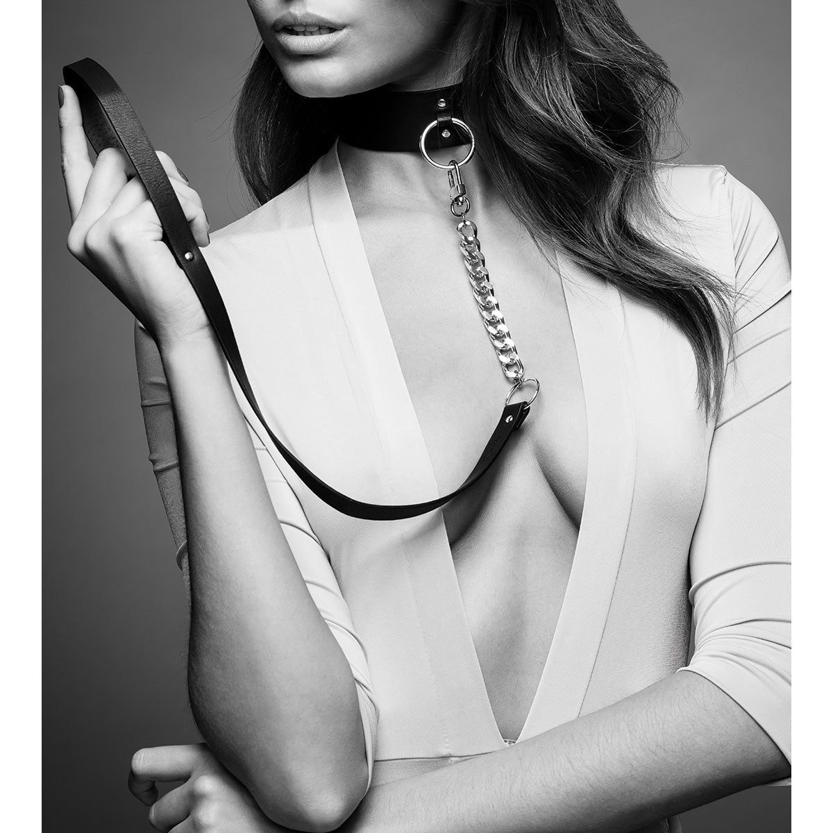 Bijoux Indiscrets Maze Choker with Leash Black