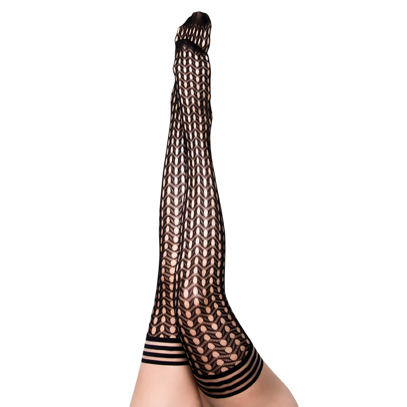 Kix'ies Mimi Dot Fishnet Polka Dot Thigh-High