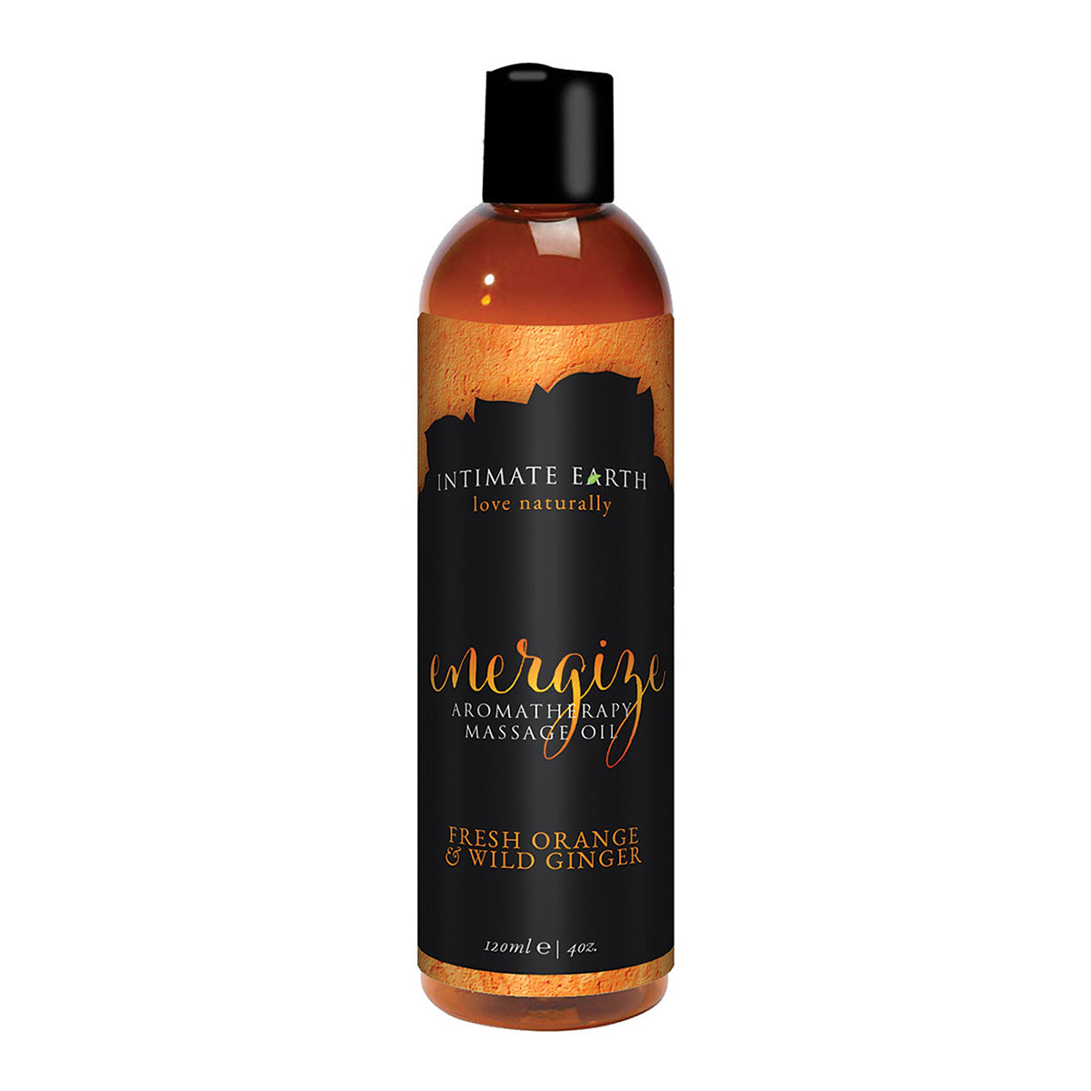 Intimate Earth Vegan Massage Oil - 4oz Energizing Orange & Ginger