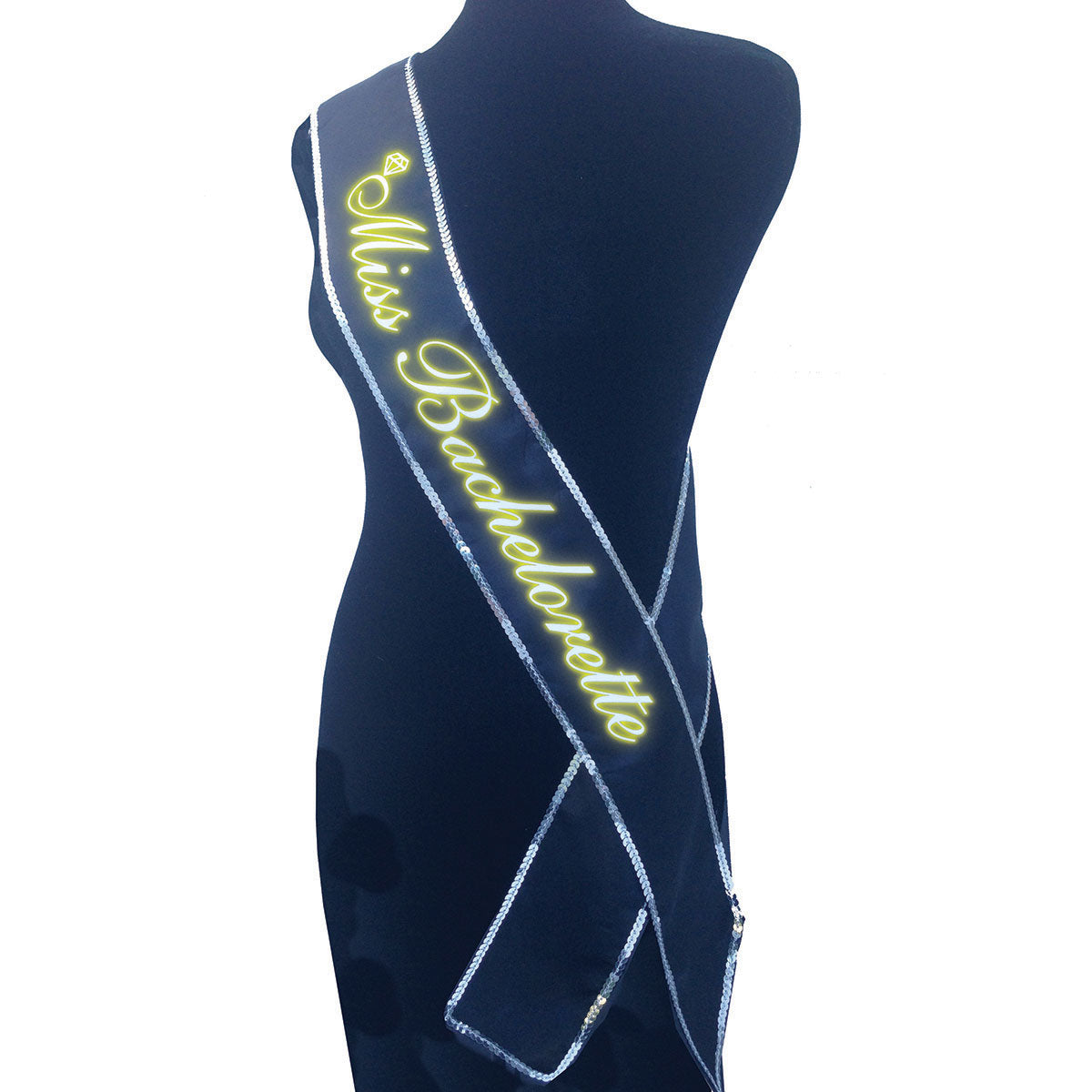 Little Genie Miss Bachelorette Glow Sash - Black