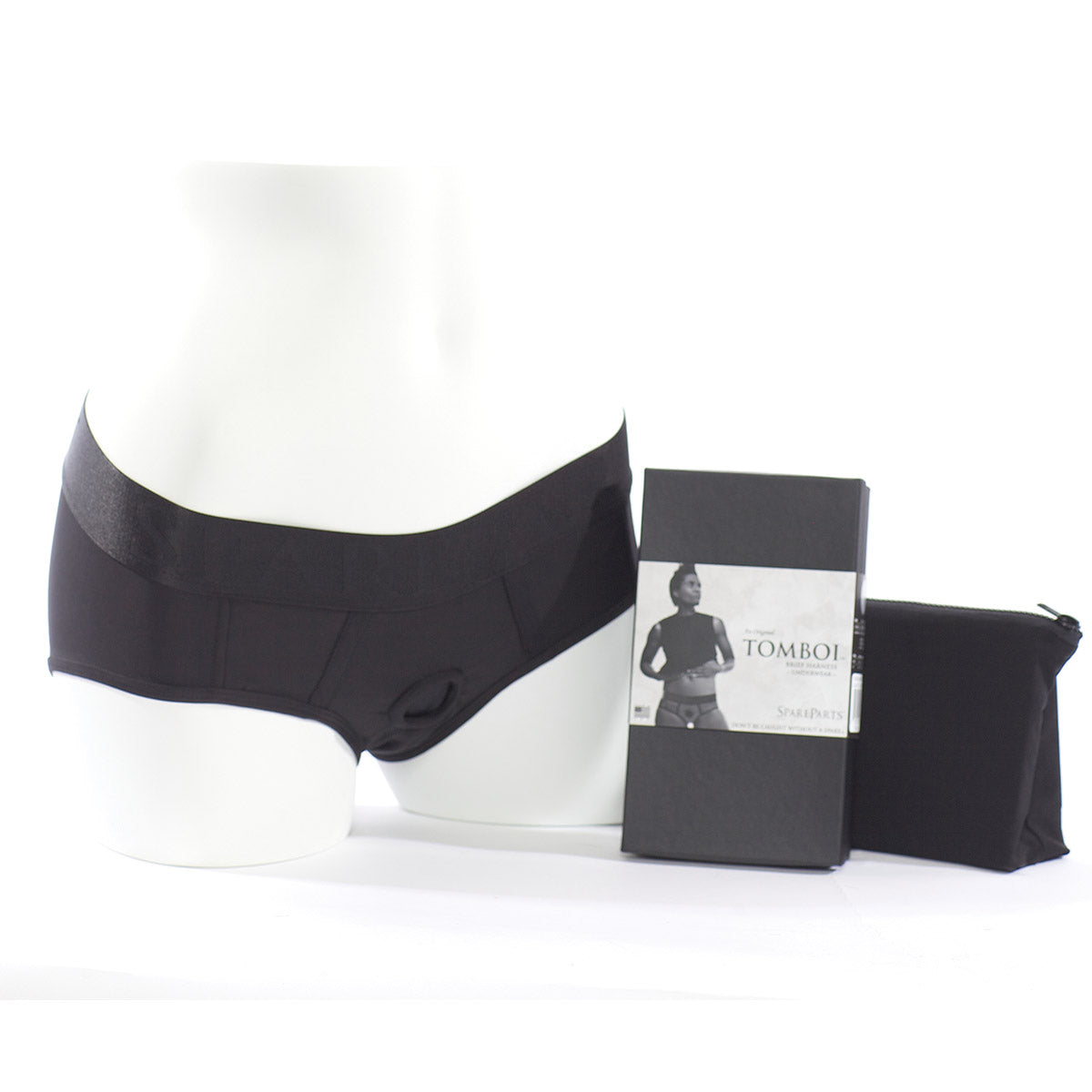 SpareParts Hardwear Tomboi Dildo Harness Briefs - Nylon Black/Black