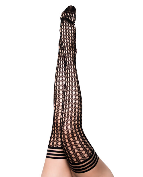 Kix'ies Mimi Dot Fishnet Polka Dot Thigh-High