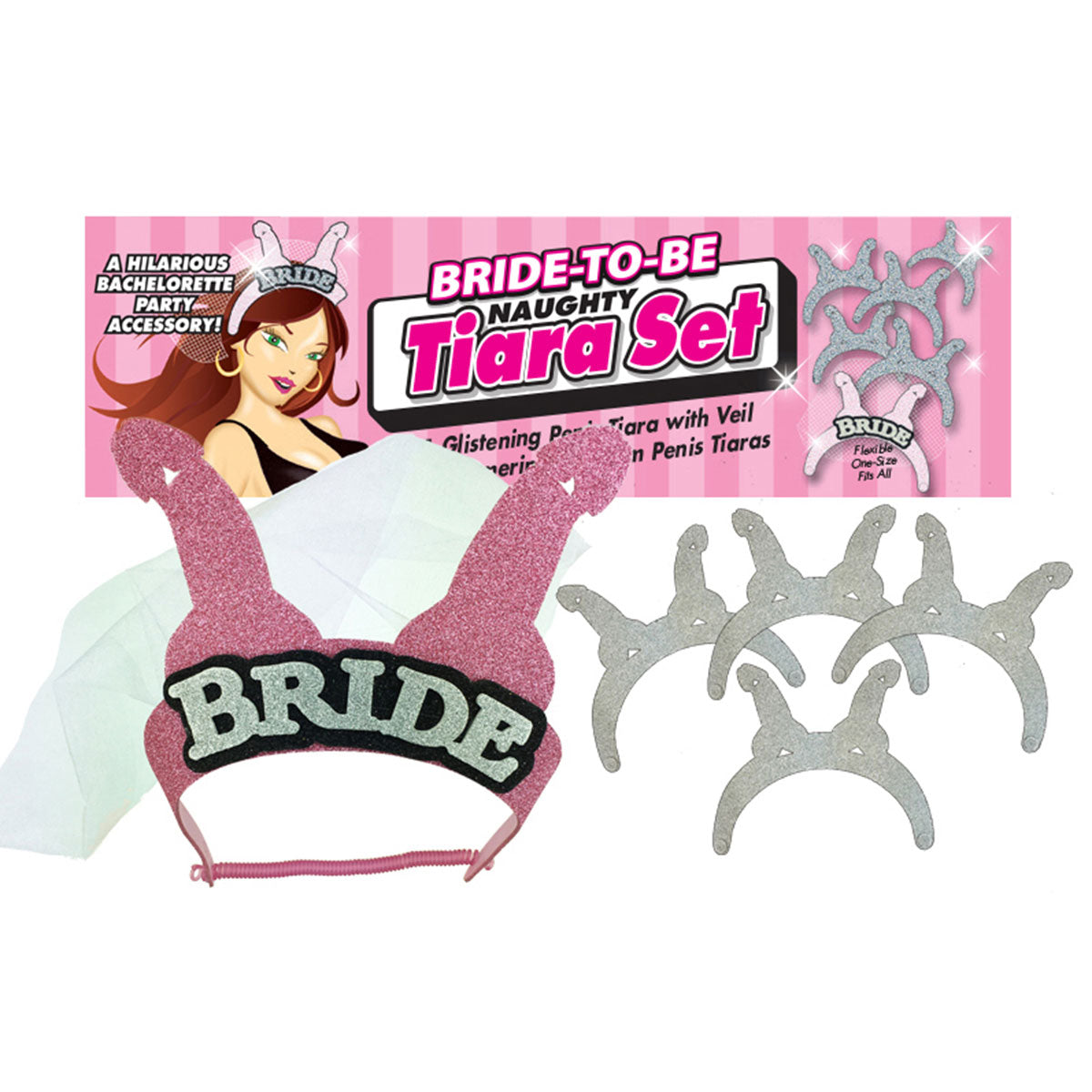 Little Genie Bride-to-Be Naughty Penis Tiara 5 pc Set 