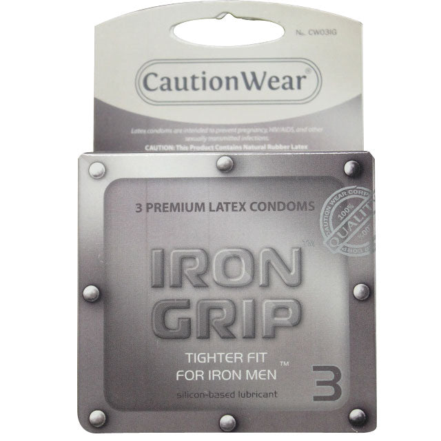 Caution Wear Iron Grip Snug Fit Condoms 3pk