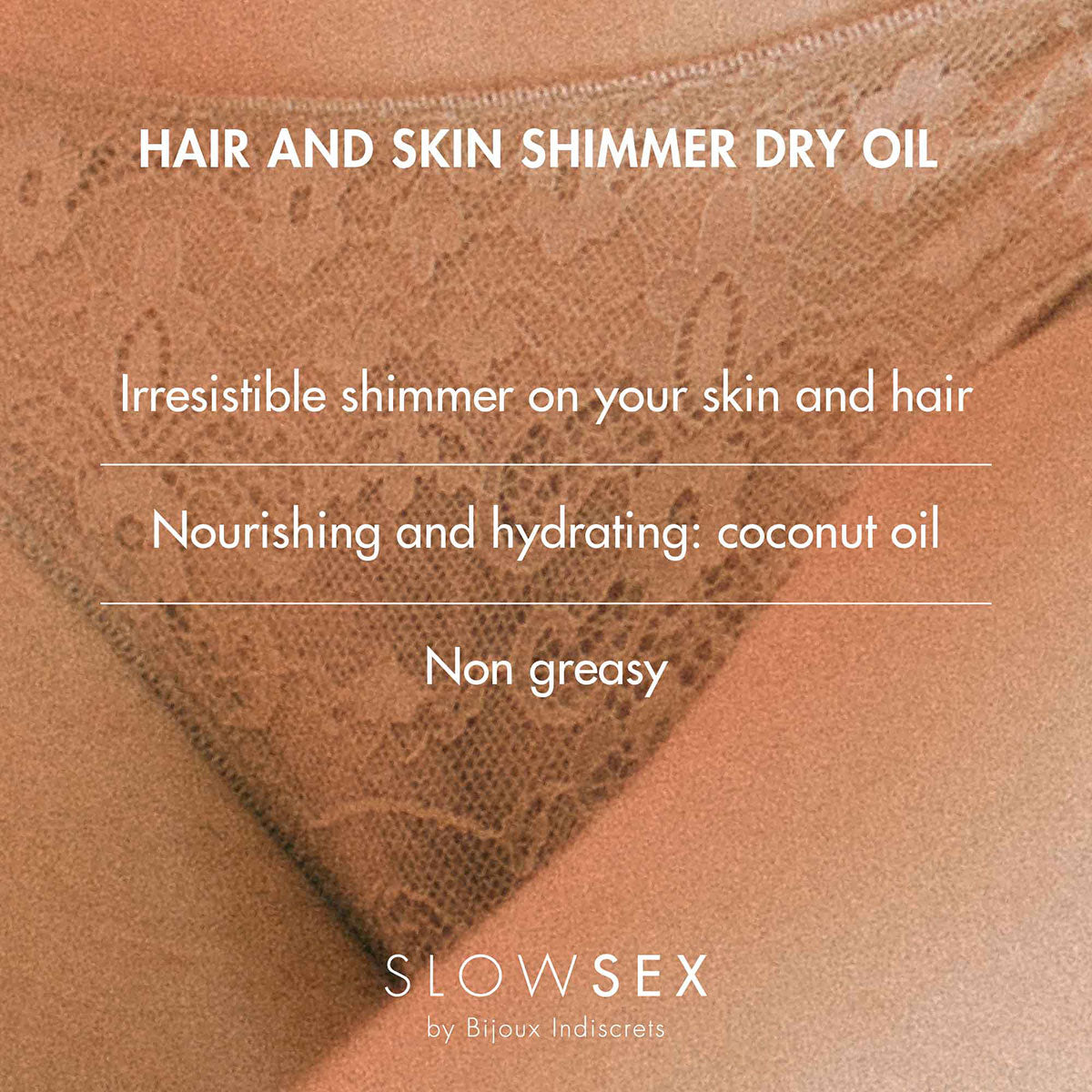 Bijoux Indiscrets Slow Sex Hair & Skin Shimmer Dry Oil 1oz