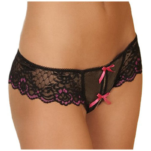 Rene Rofe Crotchless Lace Thong w/ Bows