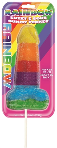 Rainbow Sweet & Sour Jumbo Gummy Cock Pop