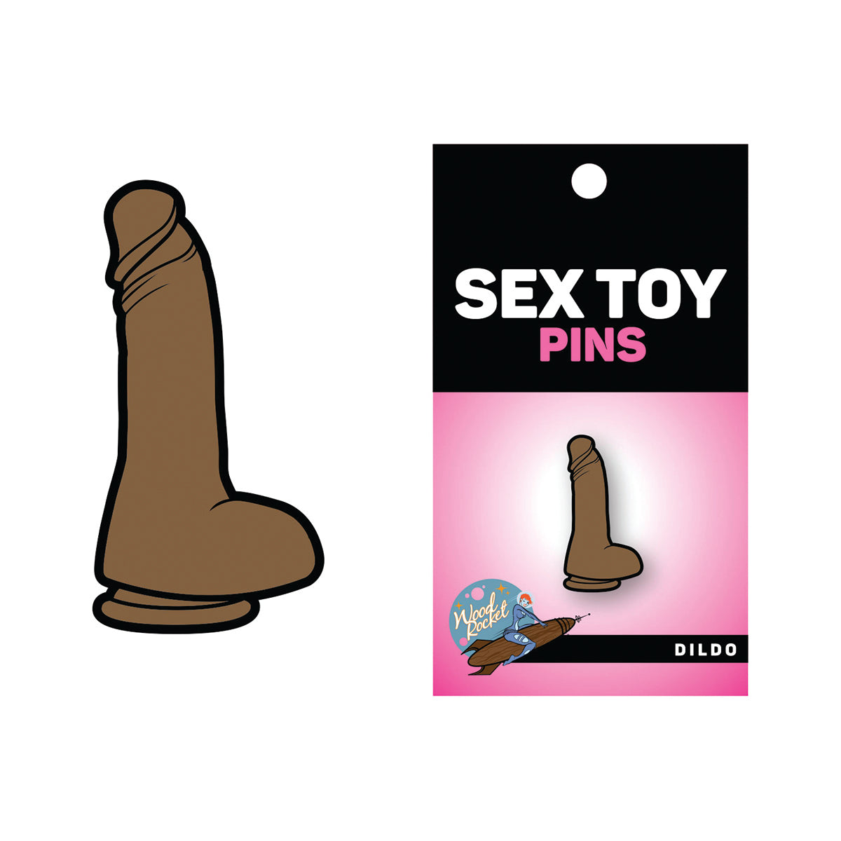 Wood Rocket Dildo Brown Pin