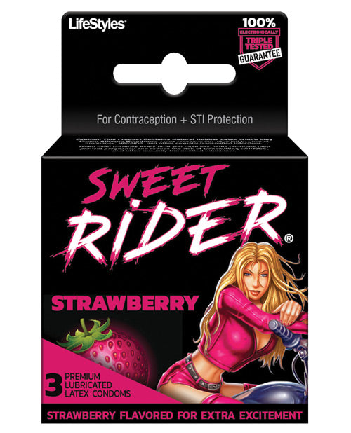 Lifestyles Sweet Rider Condoms - Strawberry 3pk