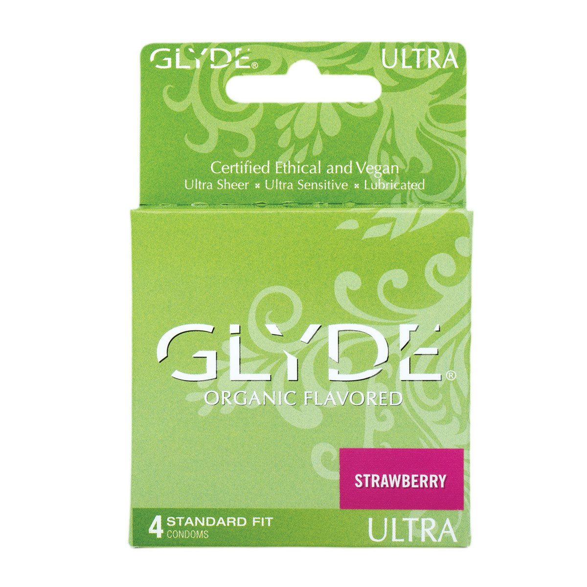 Glyde Organic Condoms 4 pack Strawberry