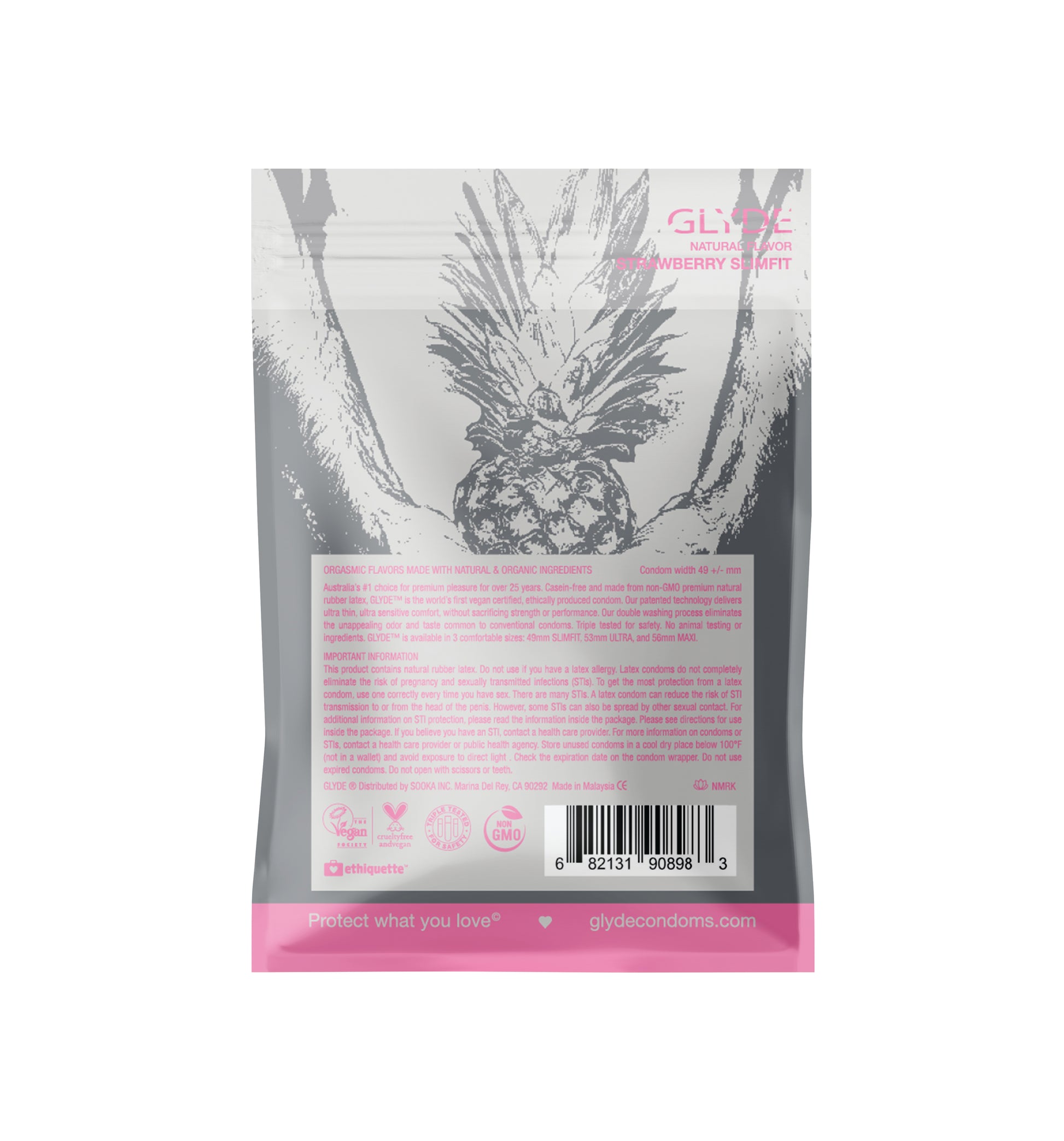 Glyde Slimfit Organic Strawberry Condoms 4pk 