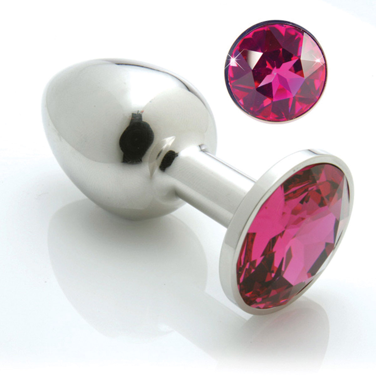 Pretty Plugs Stainless Steel Butt Plug w/ Swarovski Crystal - Large Aurora Borealis