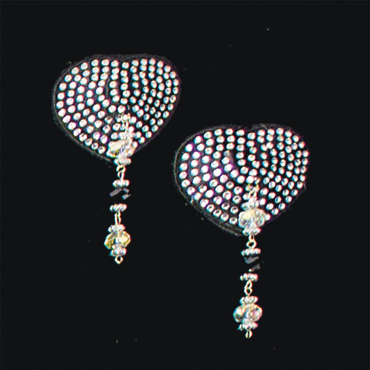 Bijoux de Nip Heart Black Crystal Pasties with Beads