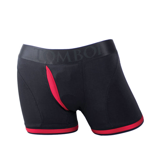 SpareParts Hardwear Tomboi Dildo Harness Boxer Briefs - Nylon Black/Black Rayon