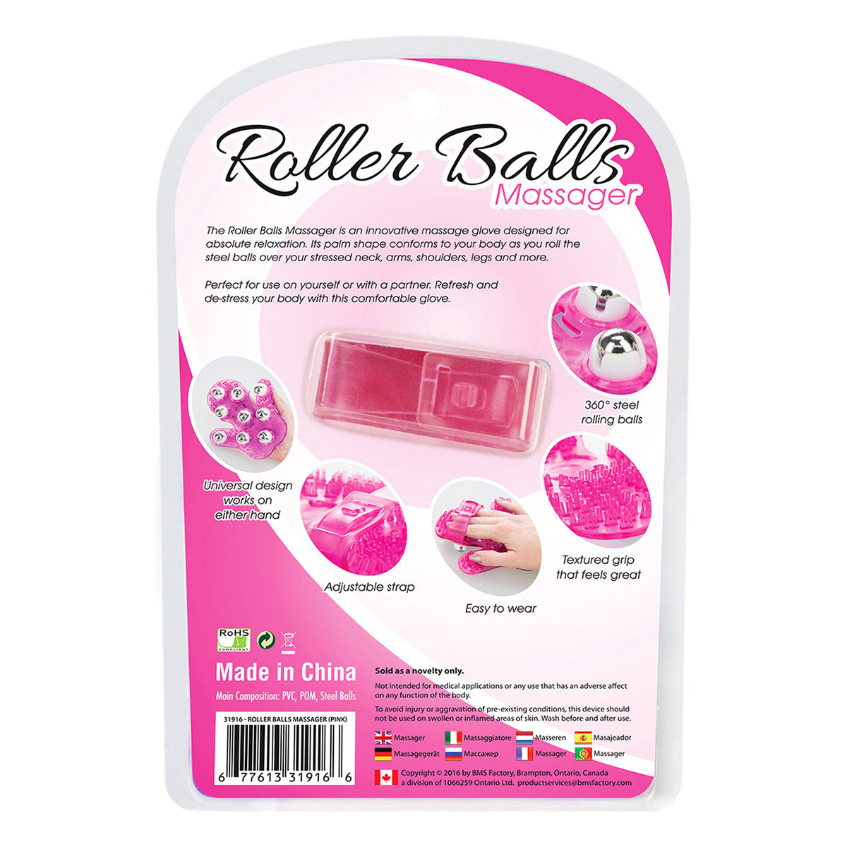 BMS Simple & True Roller Balls Massager Pink