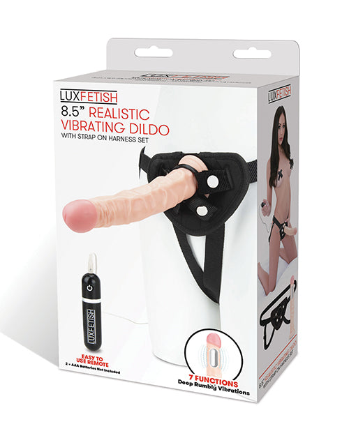 Lux Fetish Realistic Vibrating Dildo w/ Strap-On Harness Set