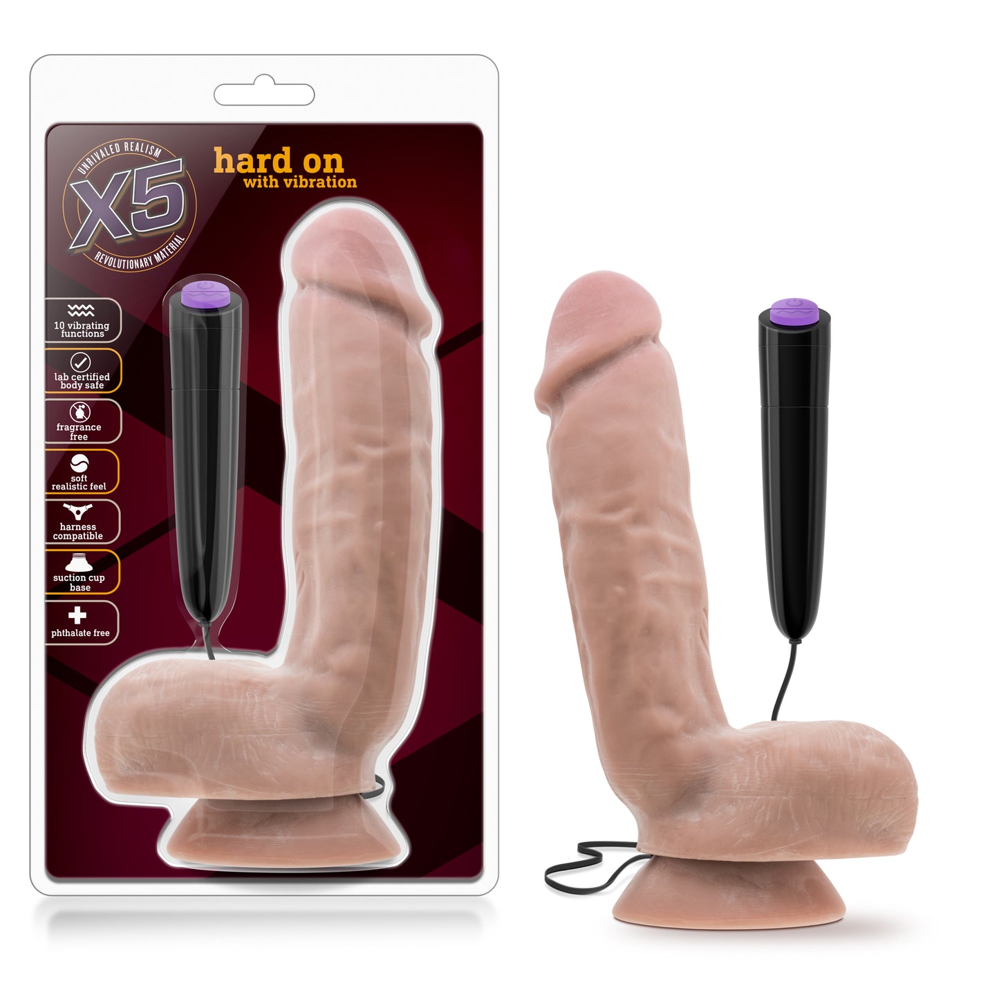 X5 Hard On Vibrating Dildo w/ Suction Cup