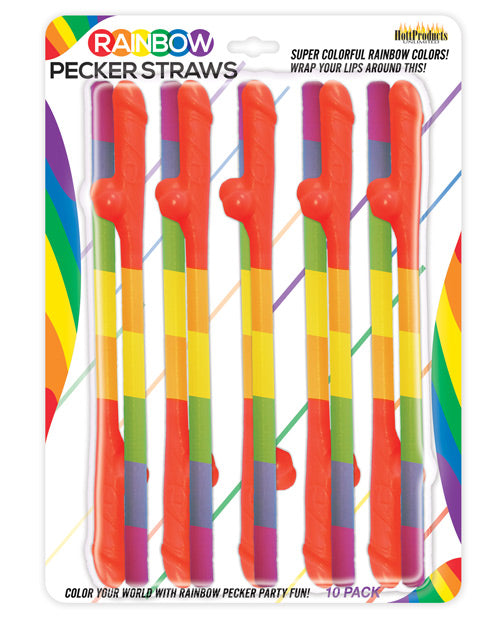 Rainbow Pecker Straws 10pk