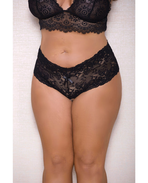 Lace & Pearl Boyshort w/ Satin Bow Accents