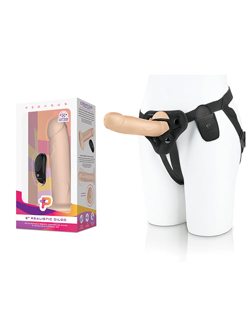 Pegasus 8" Dildo Rechargeable w/ Adjustable Harness & Remote Set - Ivory