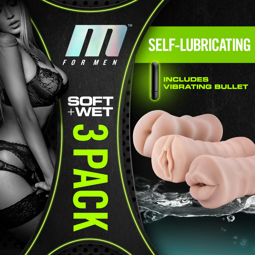 M for Men Self Lubricating Vibrating Stroker Sleeve Kit